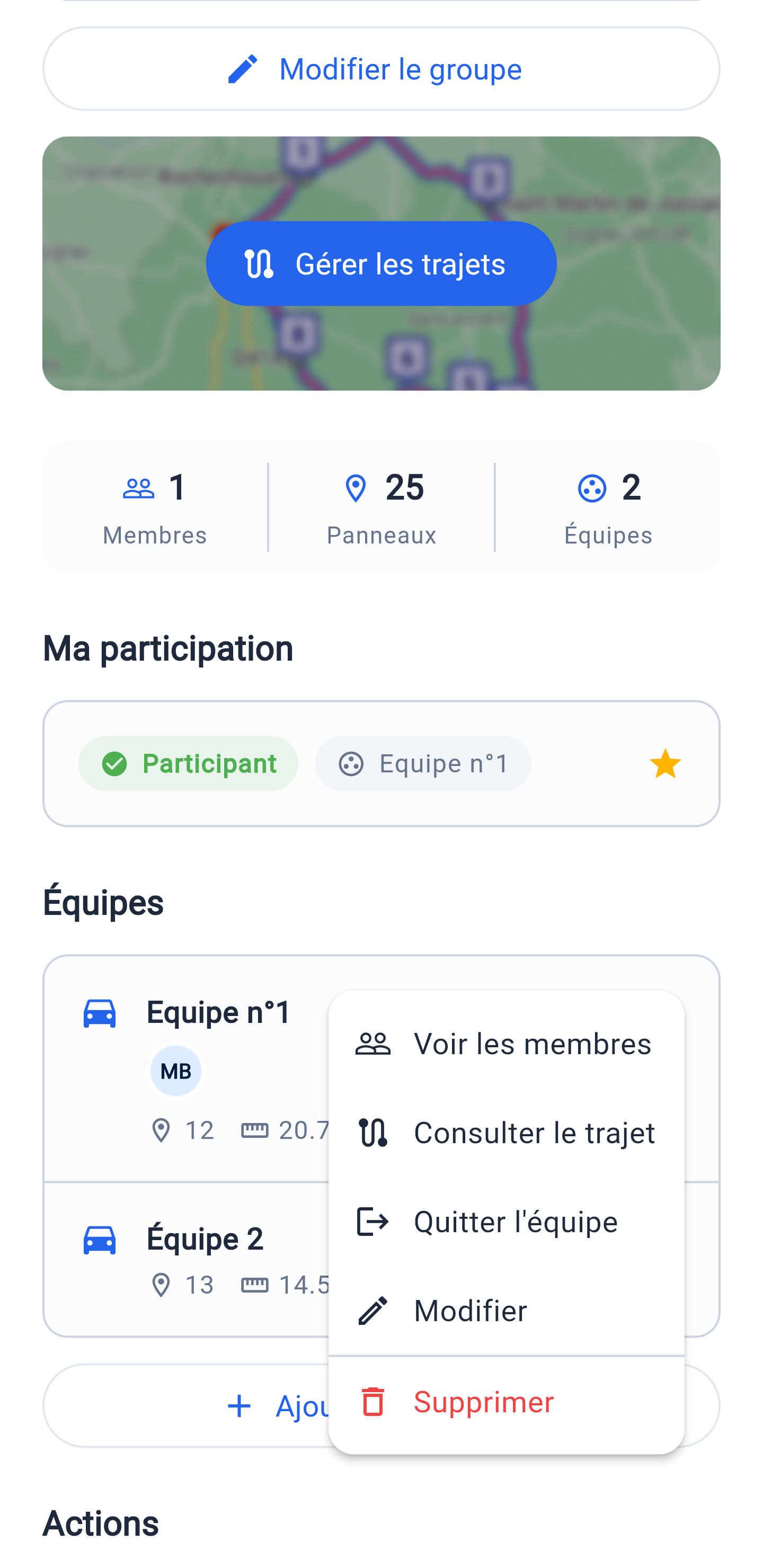 Vue des équipes et membres d'un groupe de collage